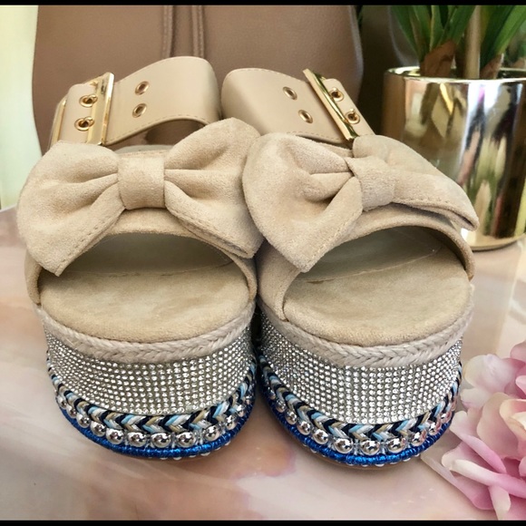 ‘Peyton’ Platforms NWOT - Embellished Slides Sz 5 - Picture 3 of 8